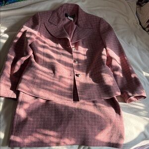 Harve Benard Rose-Pink Tweed Skirt Suit Set 12 workwear
